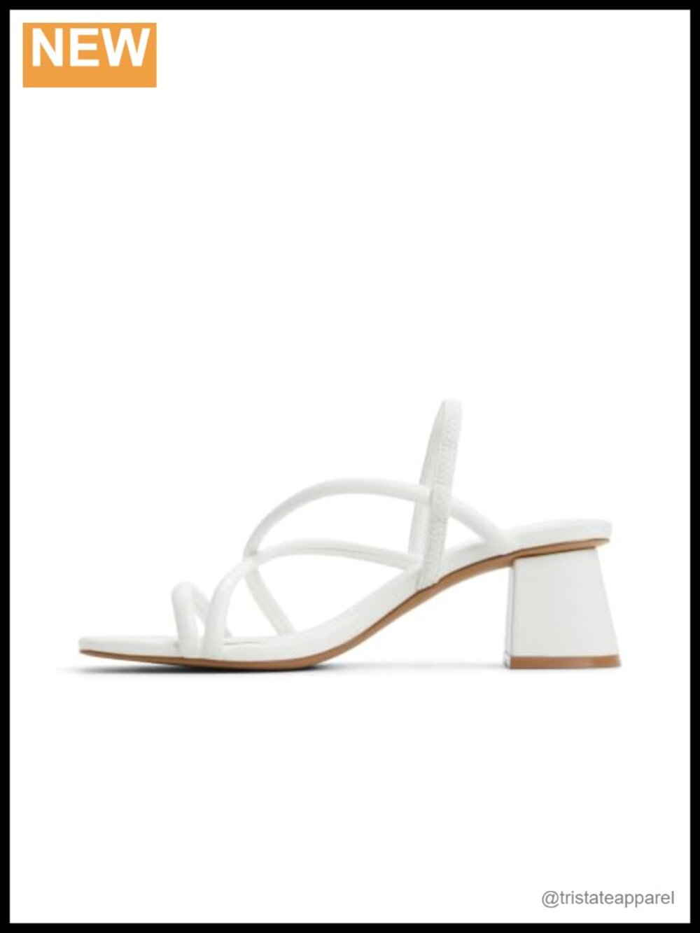 Strappy Block Heeled Sandal Square Toe Slip On Slingback 2 Inch